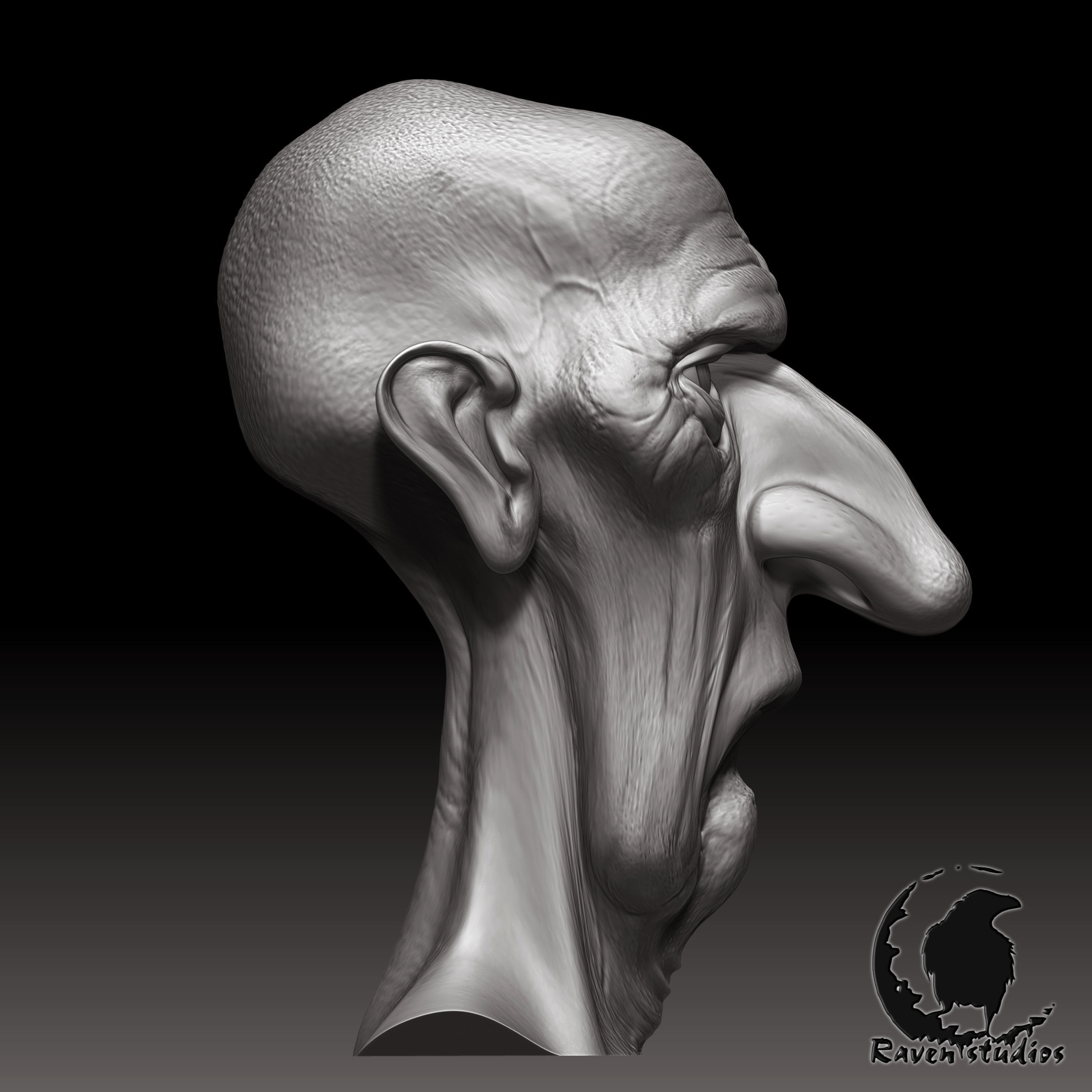 HD HEAD MISERY HEAD 3D print model_2