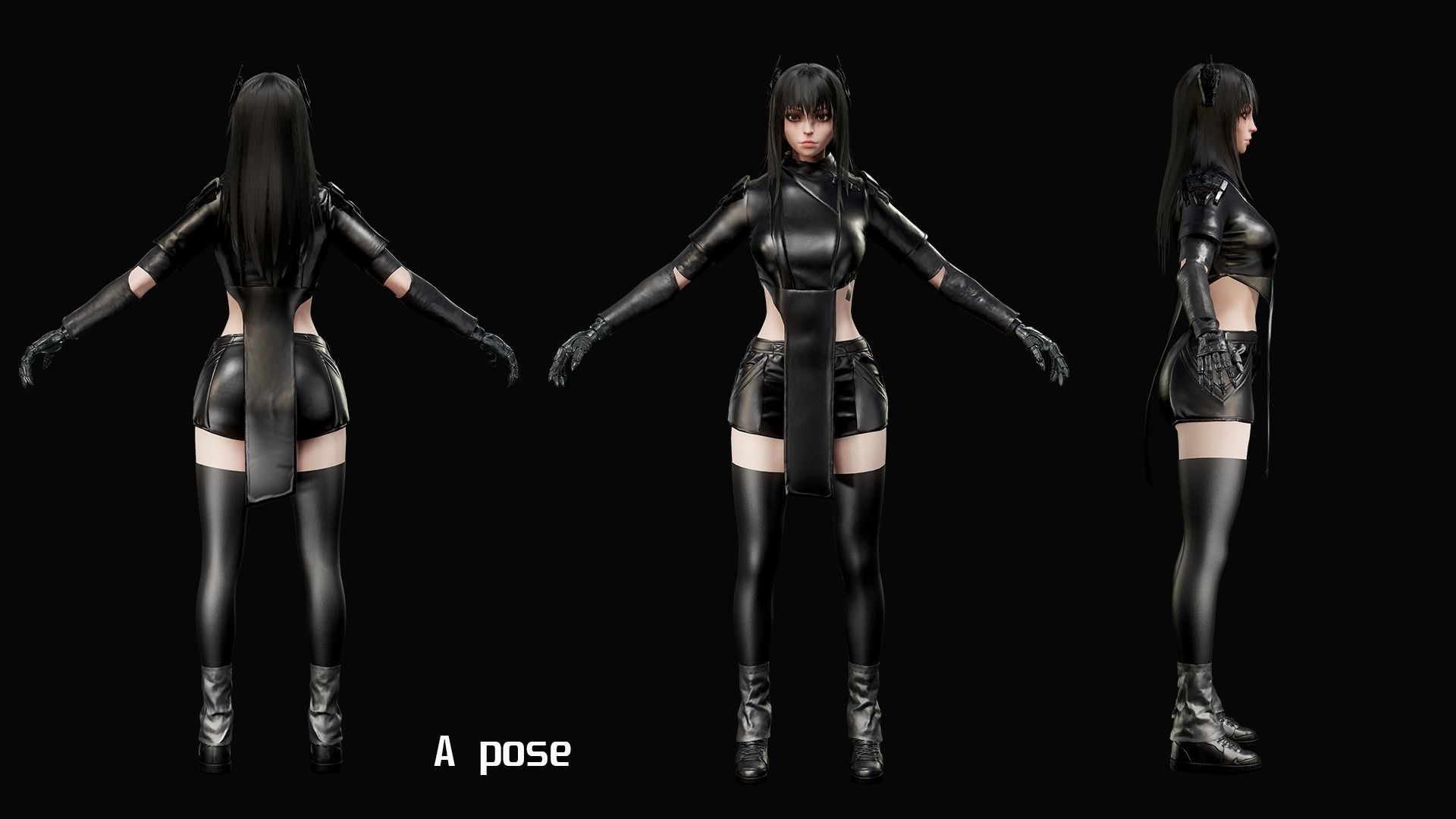 Samurai Girl Low-poly 3D model_17