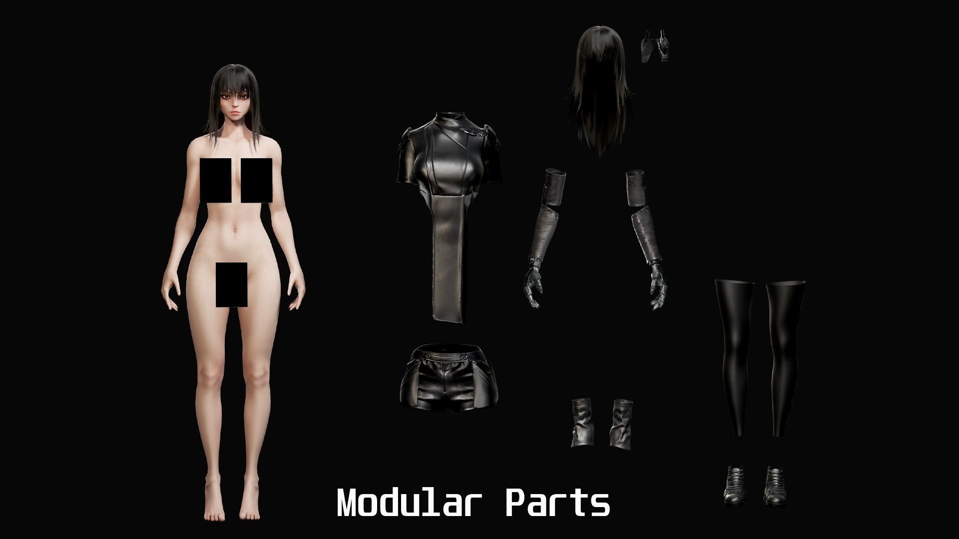 Samurai Girl Low-poly 3D model_16