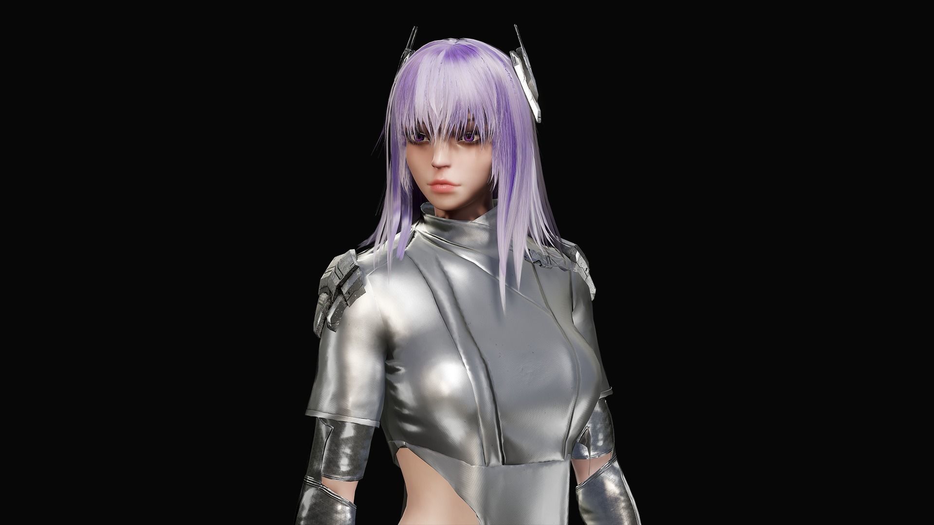 Samurai Girl Low-poly 3D model_7