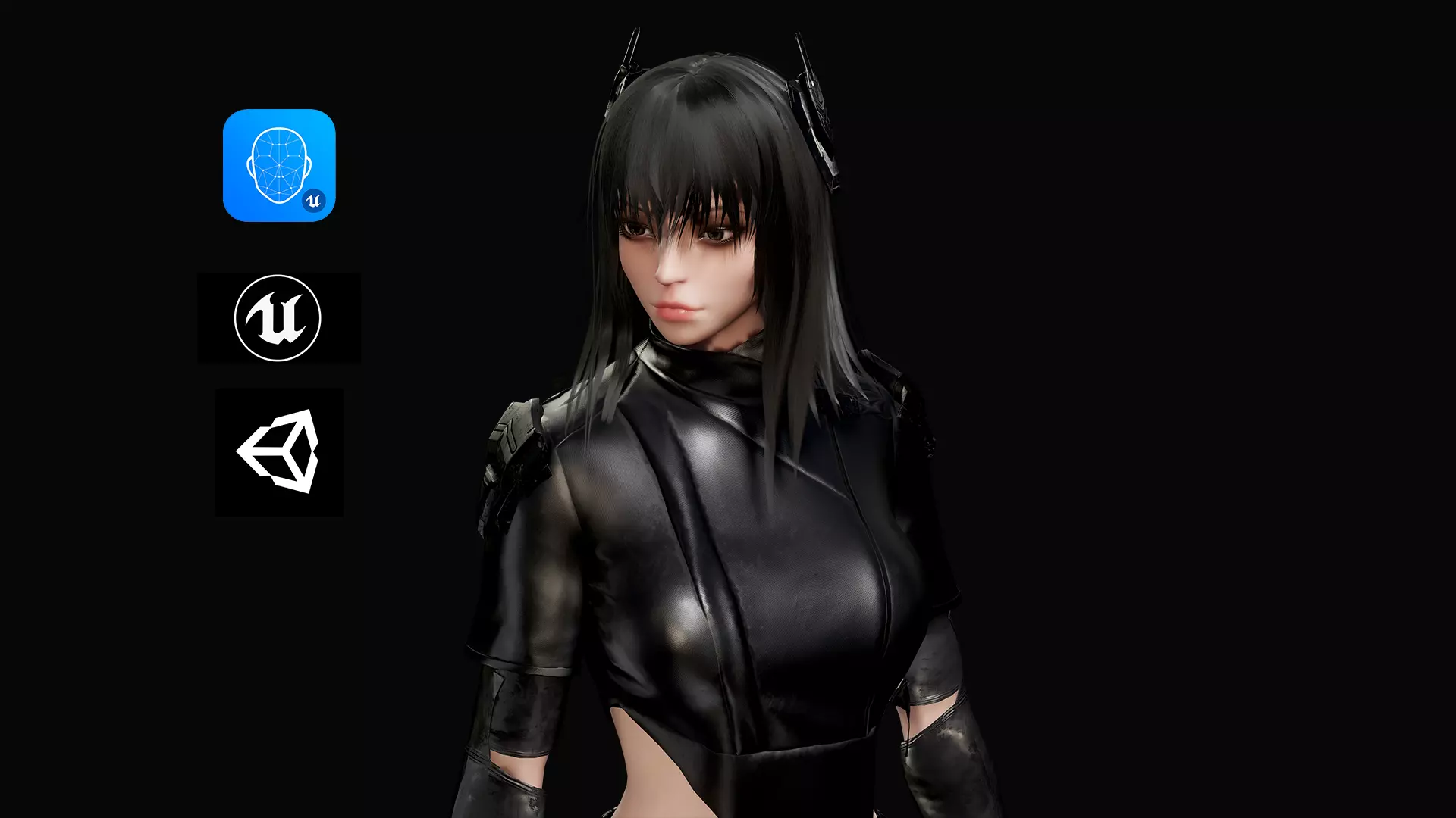 Samurai Girl Low-poly 3D model_0