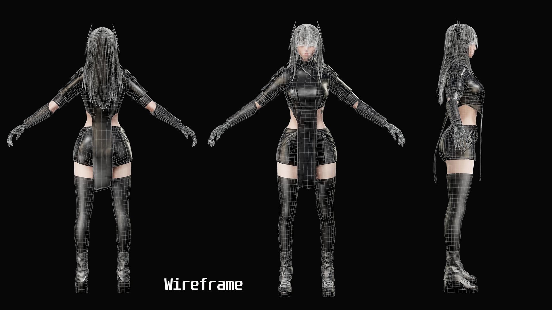 Samurai Girl Low-poly 3D model_18