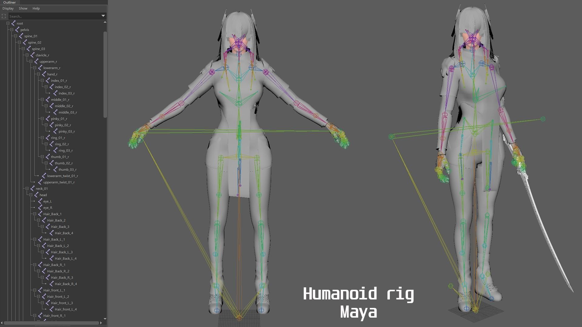 Samurai Girl Low-poly 3D model_19