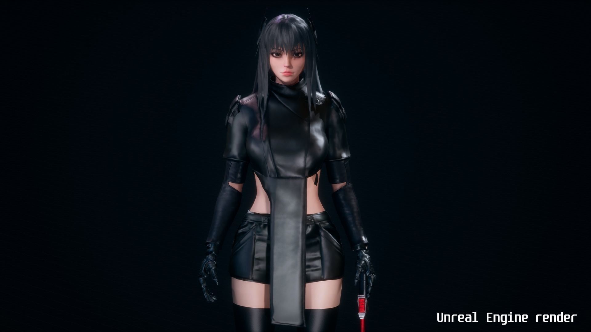 Samurai Girl Low-poly 3D model_12