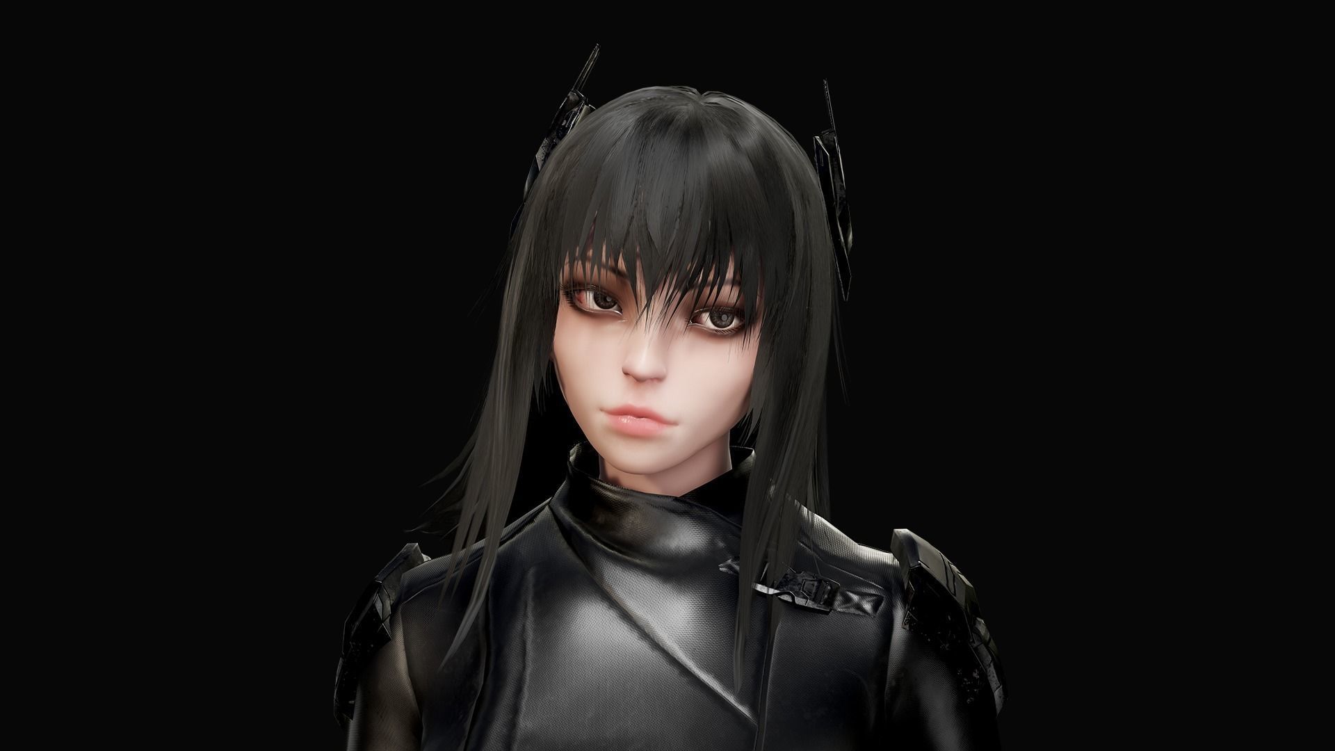 Samurai Girl Low-poly 3D model_8