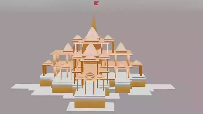 Ram mandir 3D simple model Free 3D model
