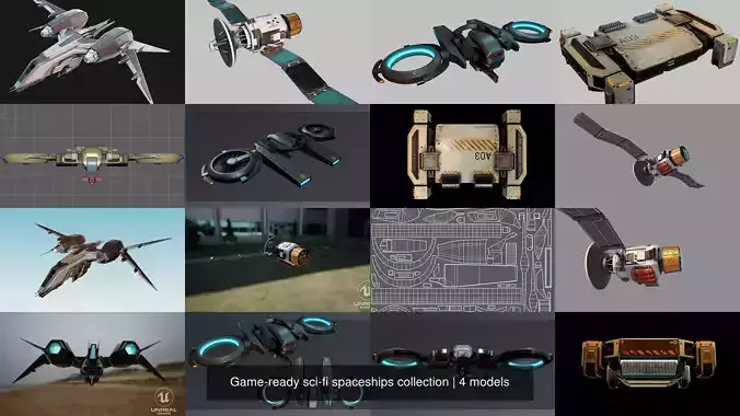 Game-ready sci-fi spaceships collection 