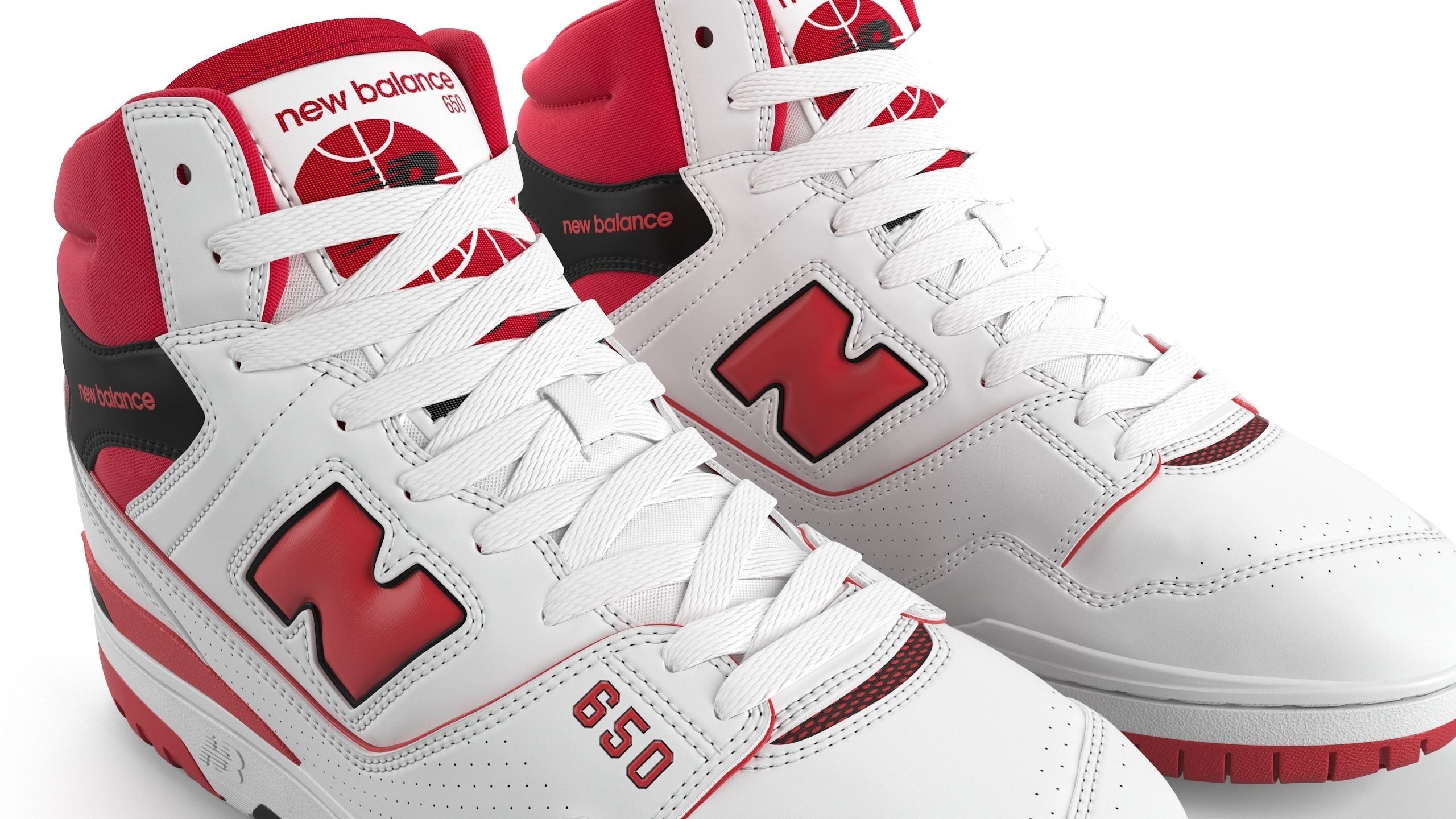 New balance 650 Red PBR Low-poly 3D model_7