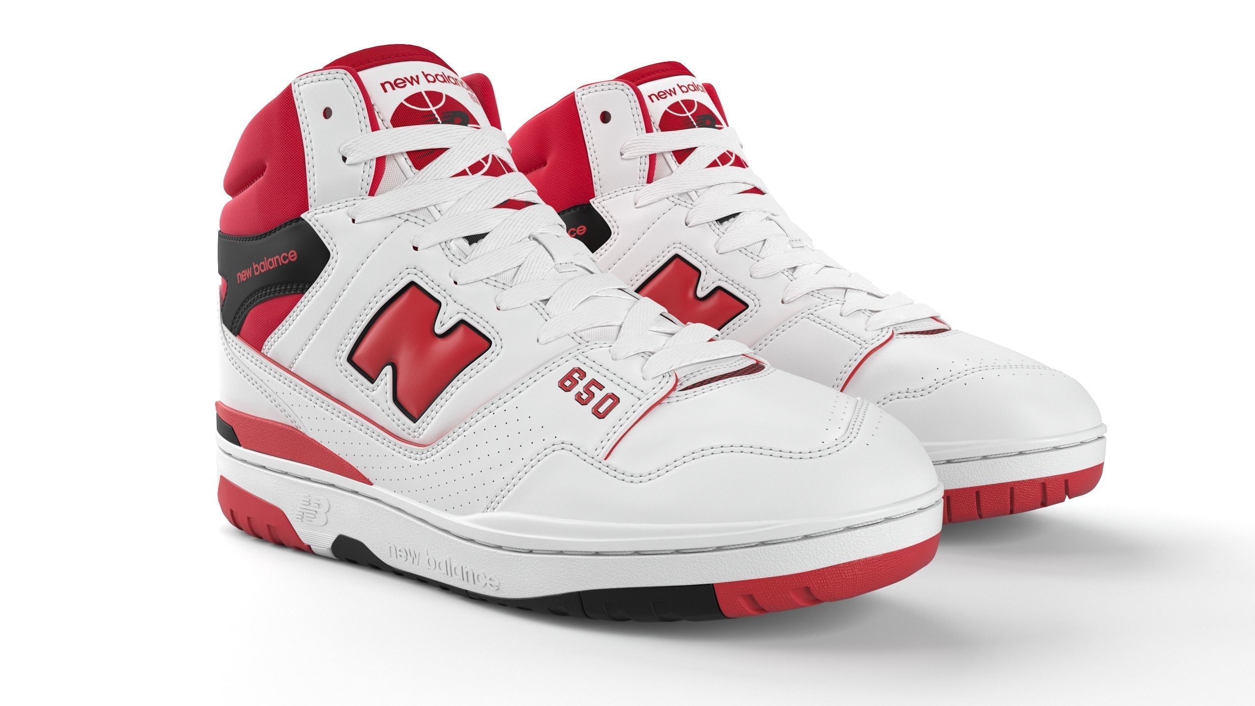 New balance 650 Red PBR Low-poly 3D model_1