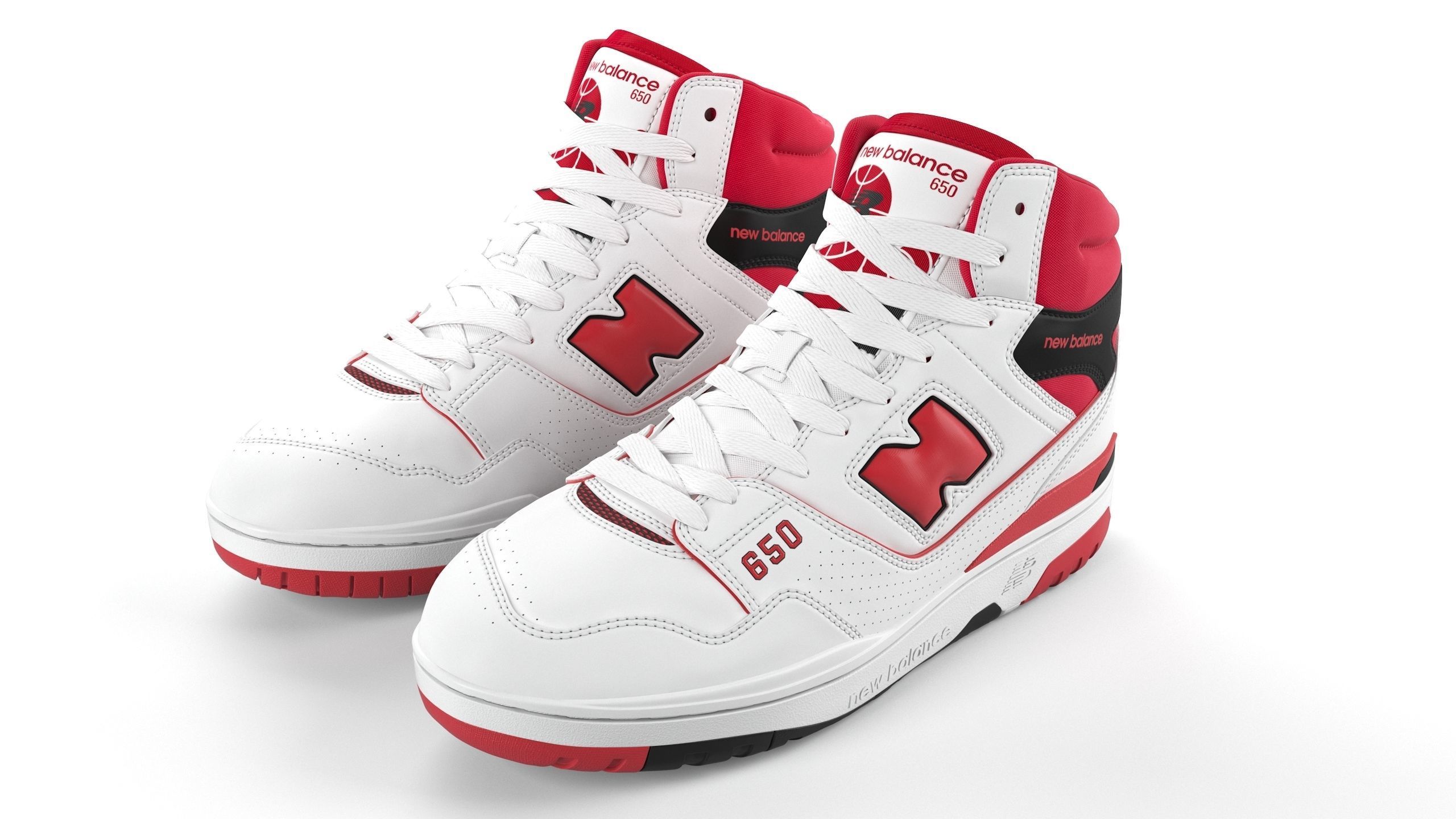 New balance 650 Red PBR Low-poly 3D model_5