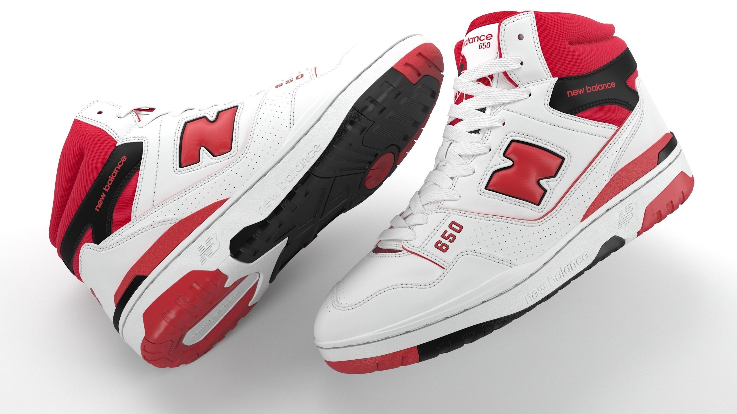New balance 650 Red PBR Low-poly 3D model_11