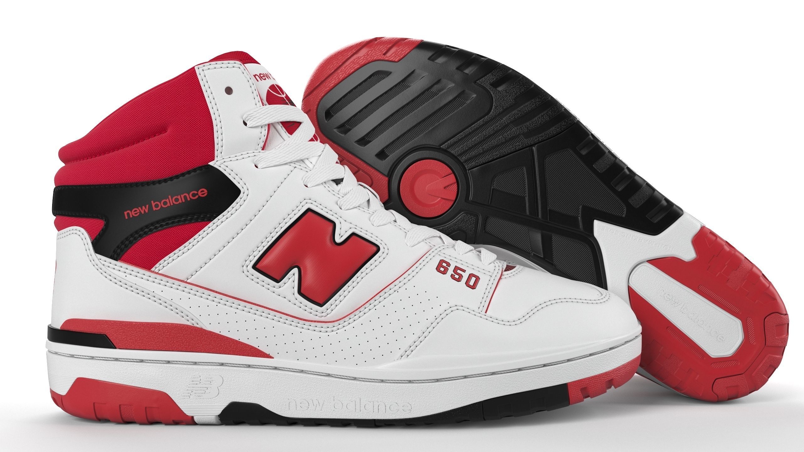 New balance 650 Red PBR Low-poly 3D model_10