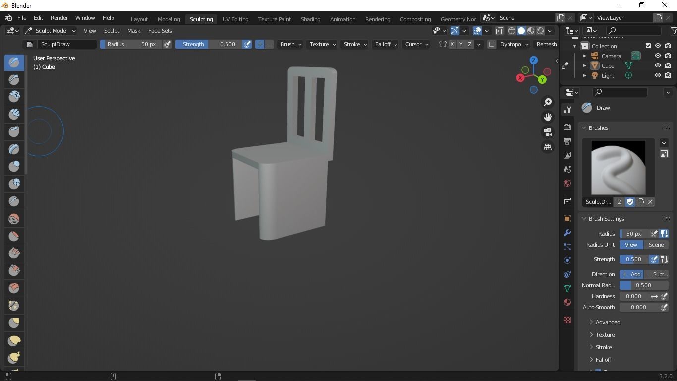 wooden chair  Free 3D model_1