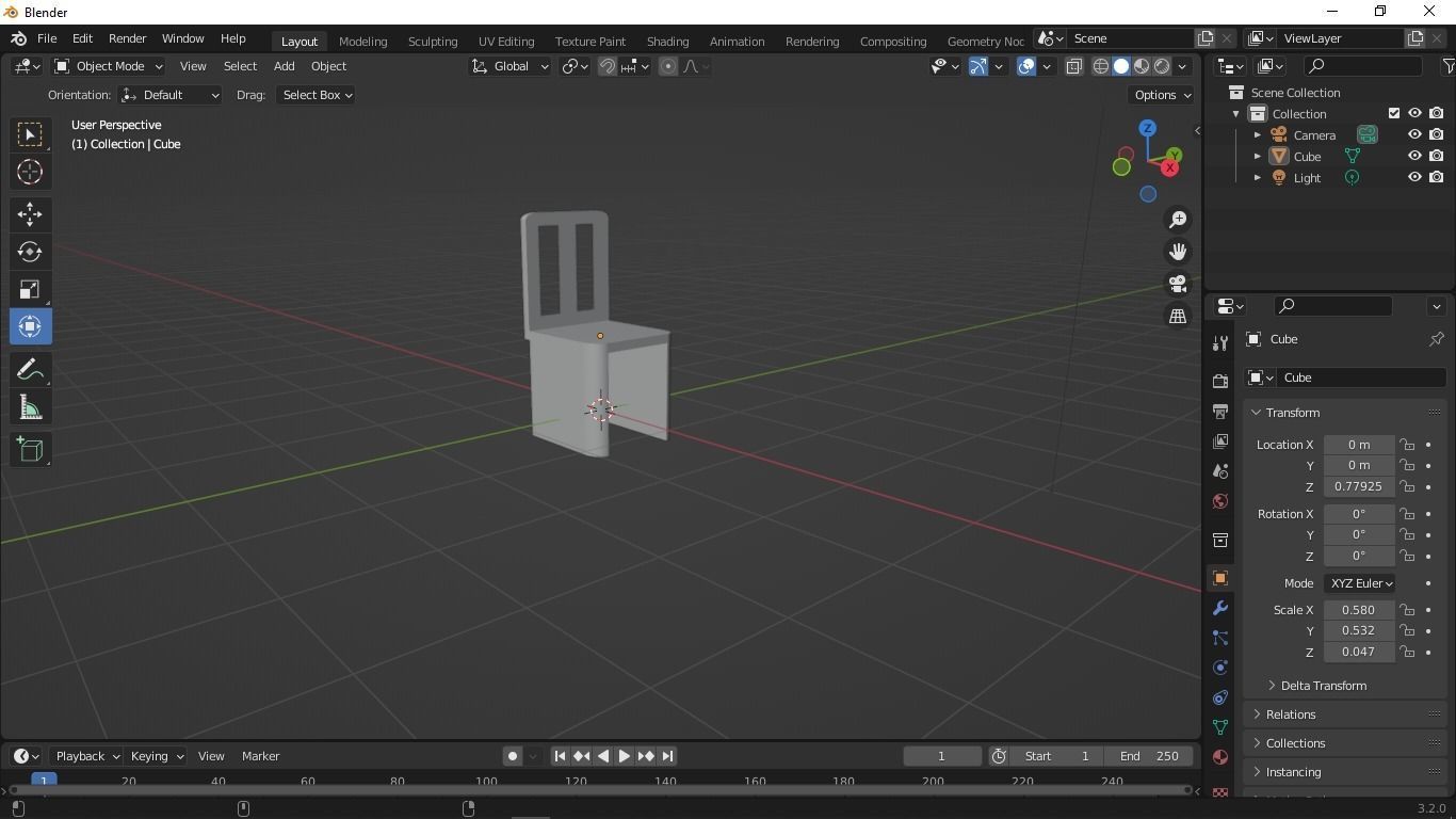 wooden chair  Free 3D model_2