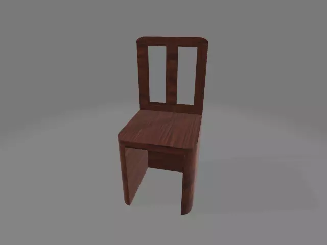 wooden chair  Free 3D model_0