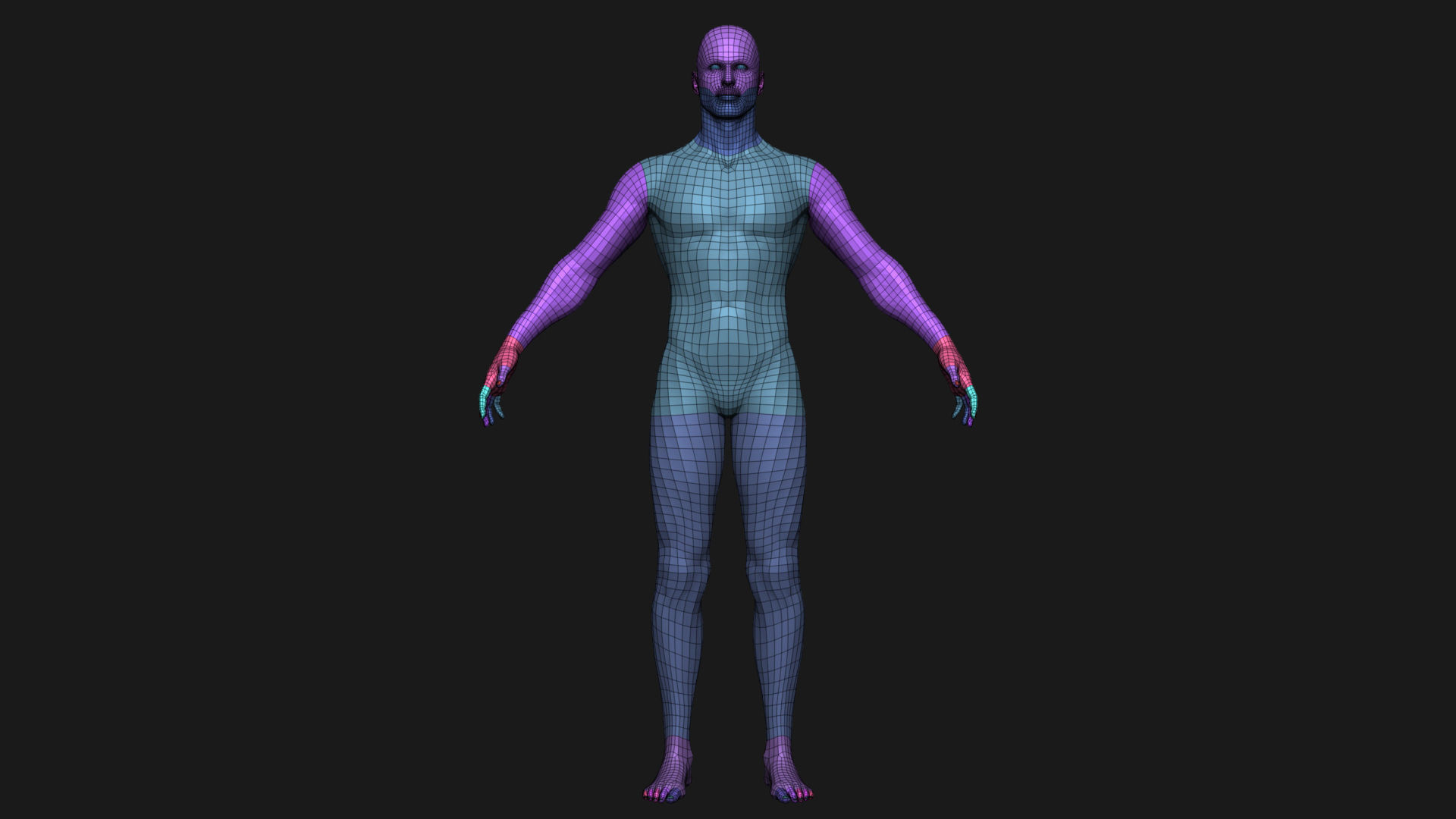 Realistic Man Body Basemesh Low-poly 3D model_38