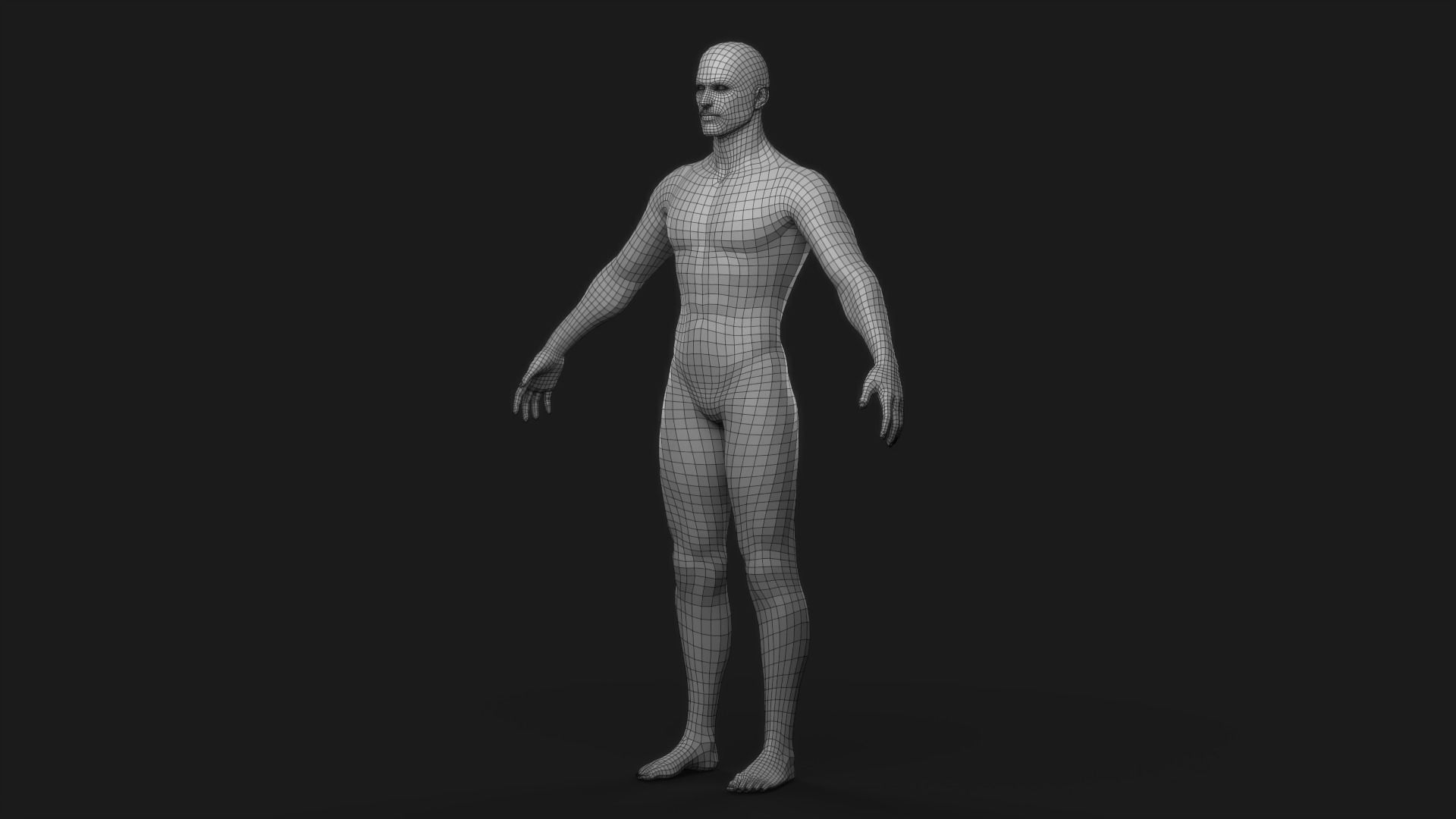 Realistic Man Body Basemesh Low-poly 3D model_3