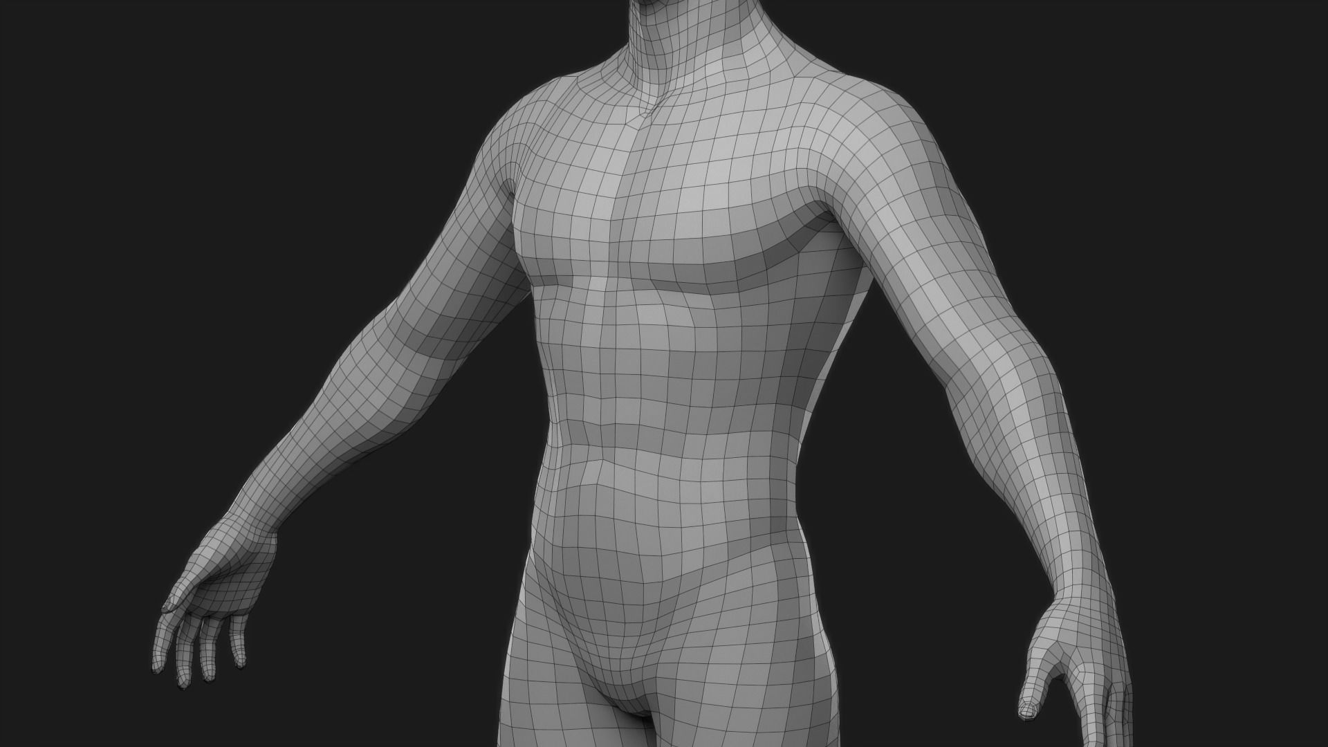 Realistic Man Body Basemesh Low-poly 3D model_19