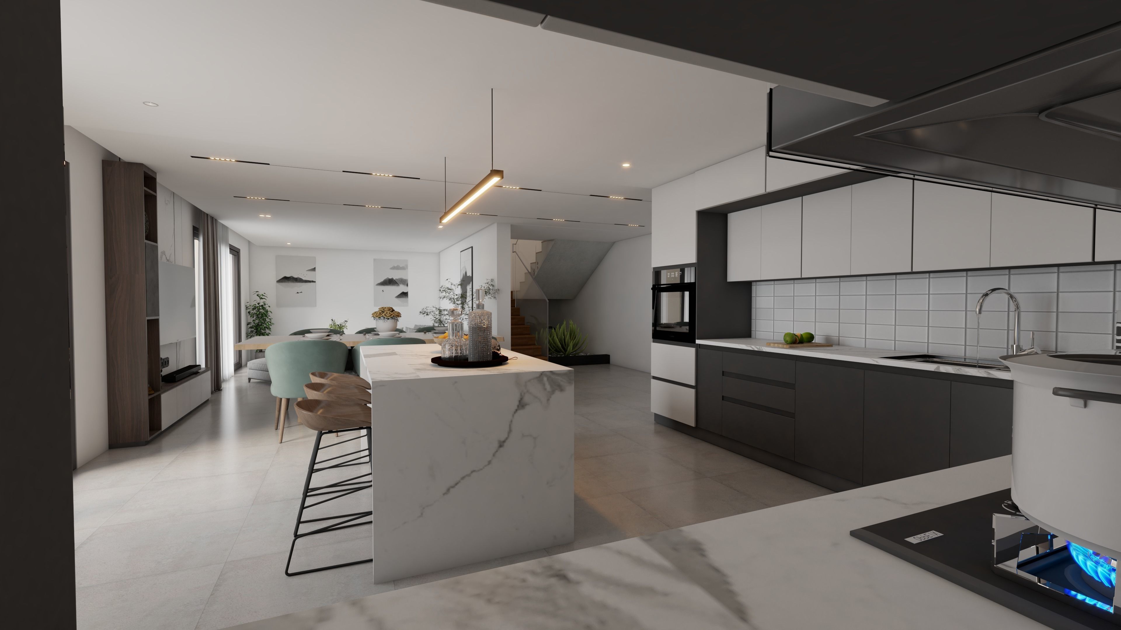 kitchen interior Scene for Sketchup Vray Render 3D model 3D model_2