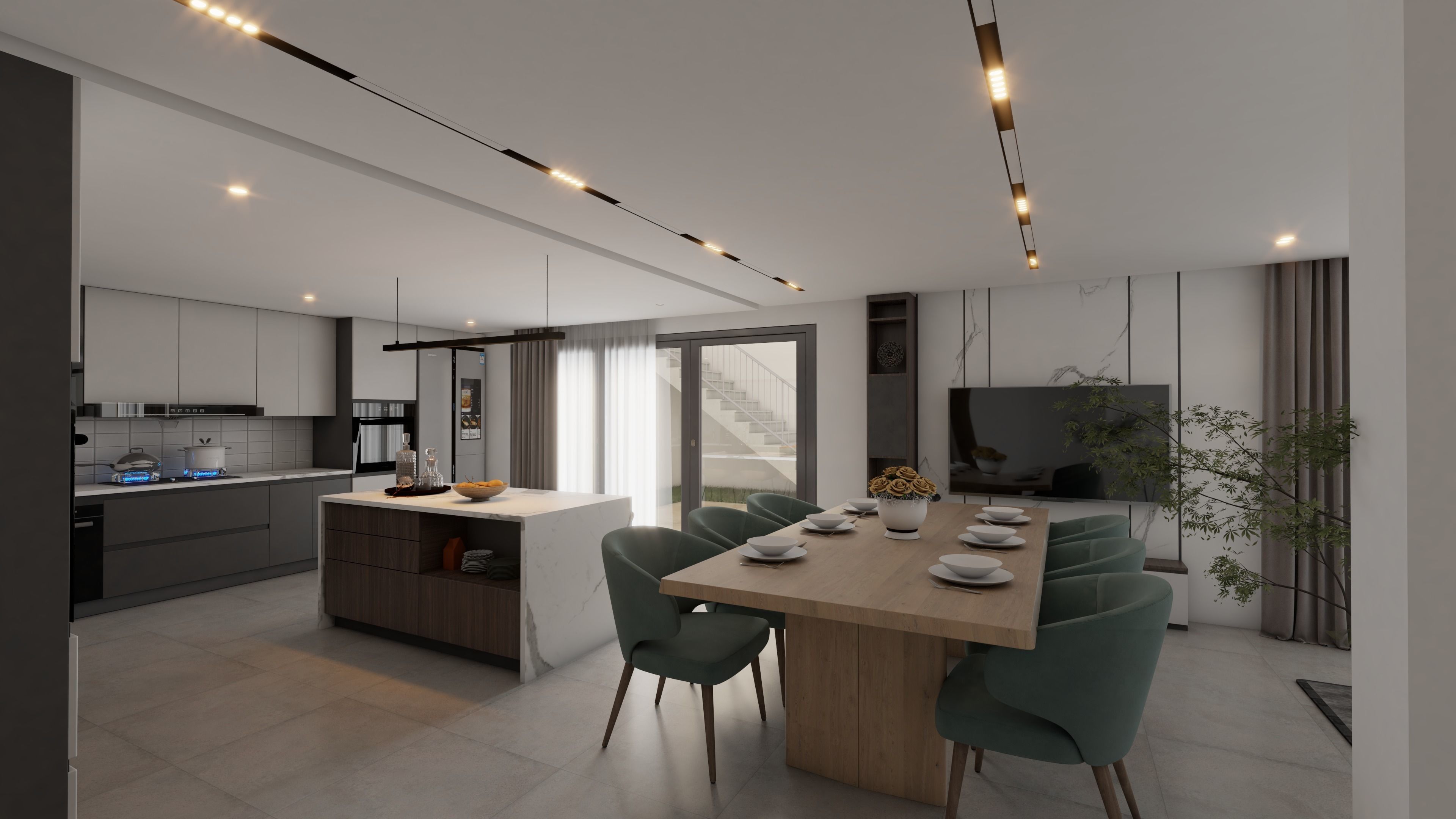 kitchen interior Scene for Sketchup Vray Render 3D model 3D model_1
