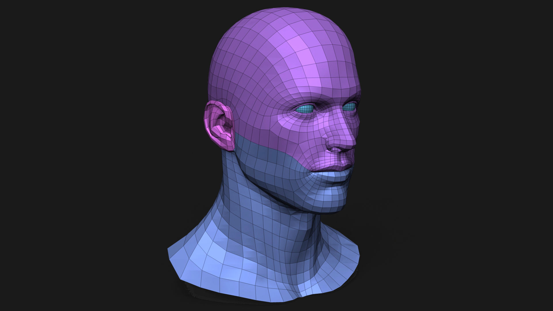 Realistic Man Head Low-poly 3D model_21