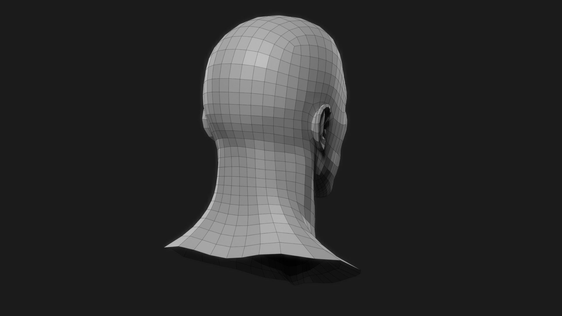 Realistic Man Head Low-poly 3D model_7