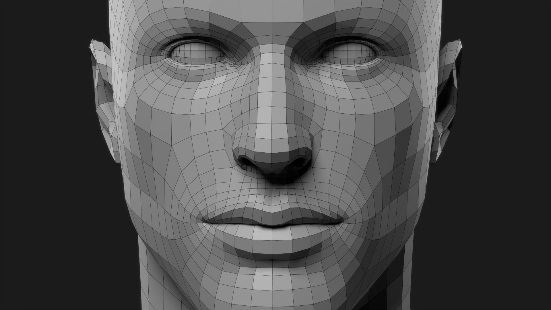 Realistic Man Head Low-poly 3D model_12
