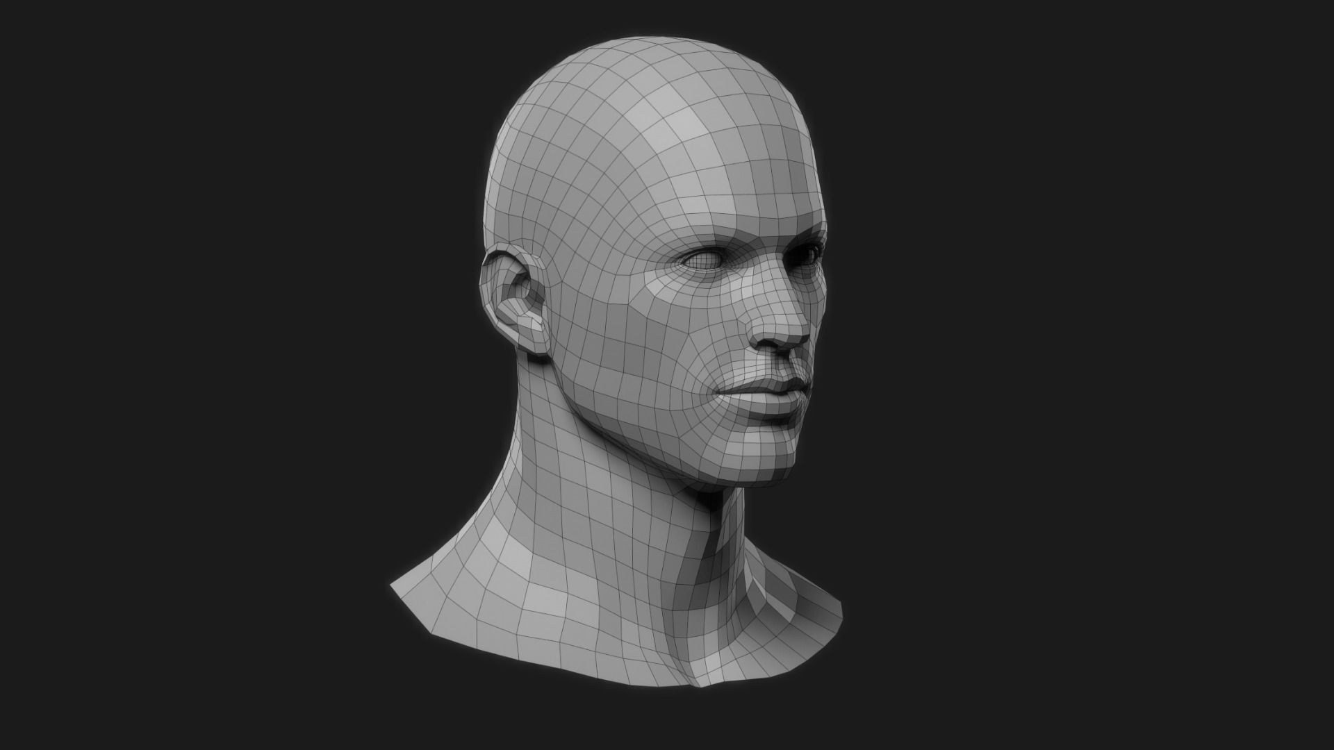 Realistic Man Head Low-poly 3D model_5