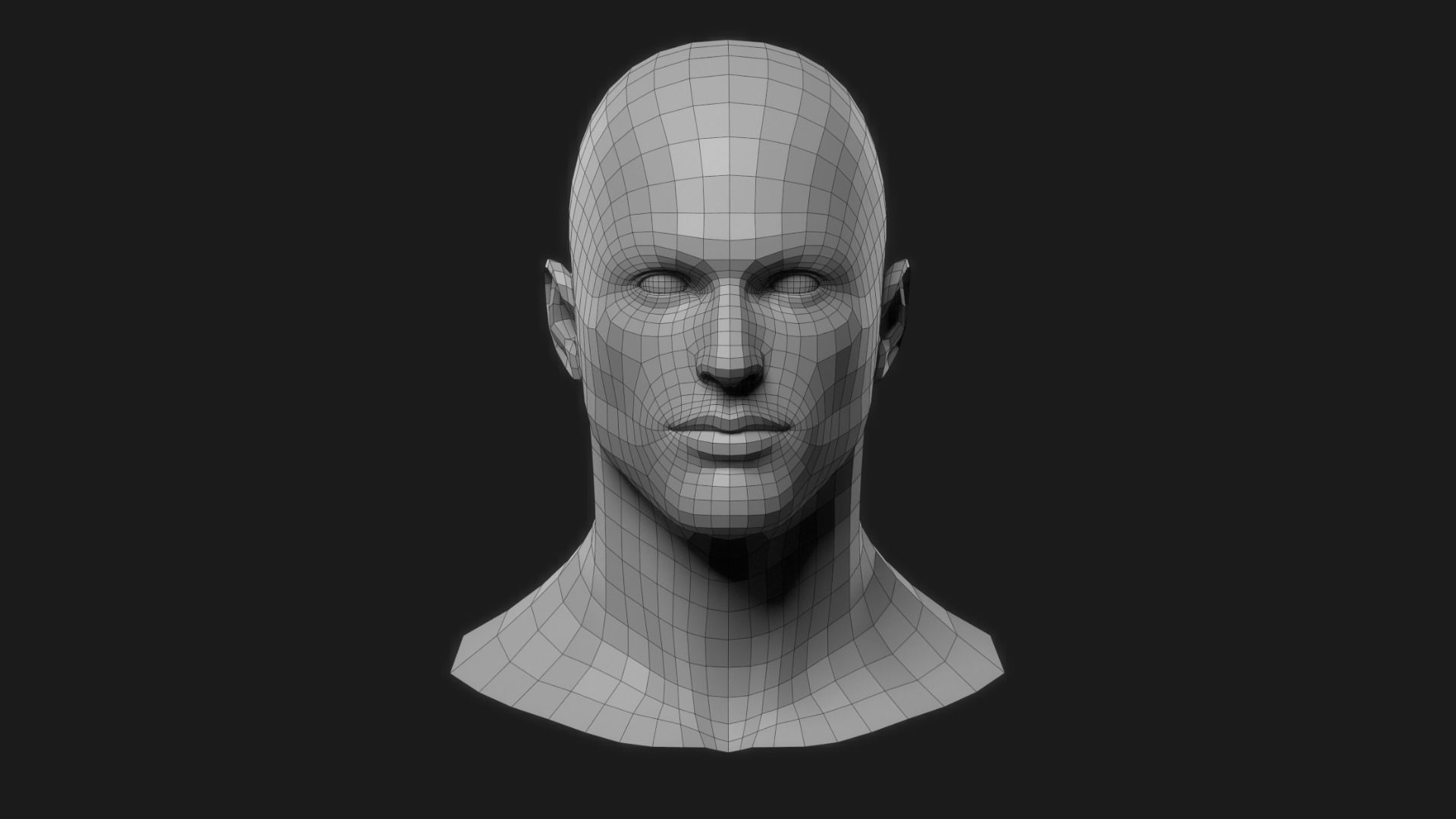 Realistic Man Head Low-poly 3D model_4