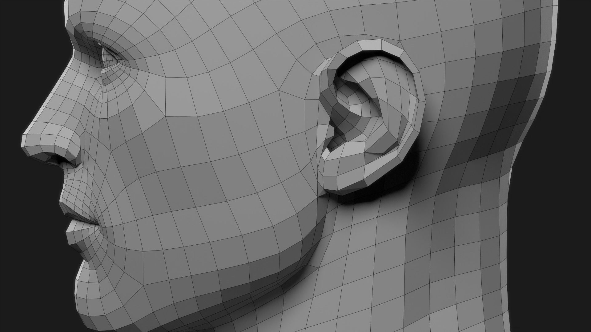 Realistic Man Head Low-poly 3D model_10