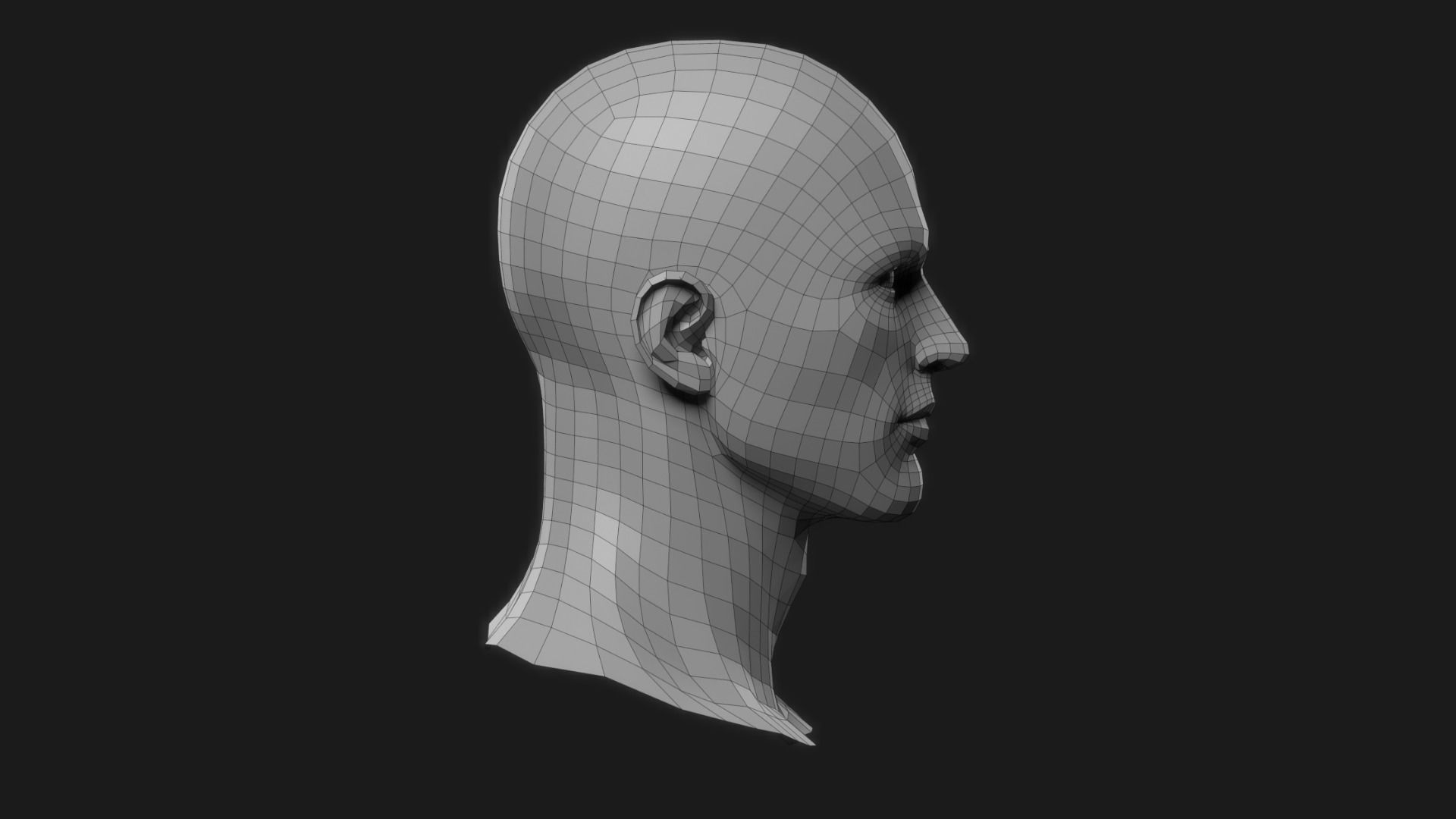 Realistic Man Head Low-poly 3D model_6