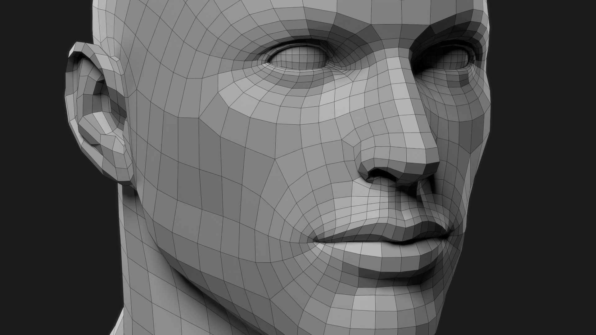 Realistic Man Head Low-poly 3D model_13