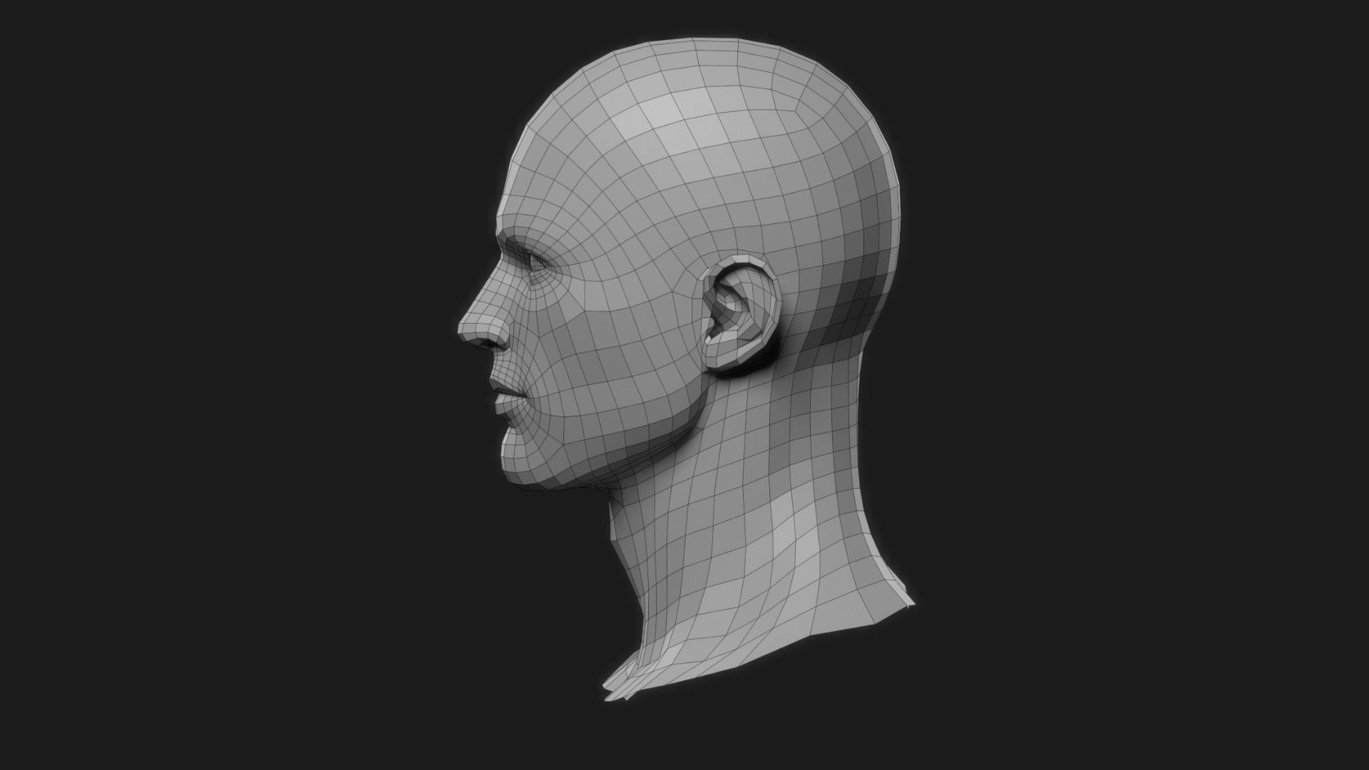 Realistic Man Head Low-poly 3D model_2