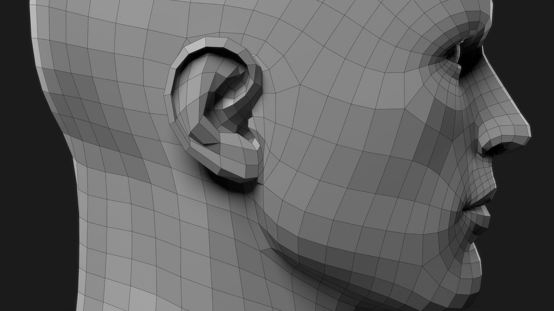 Realistic Man Head Low-poly 3D model_14