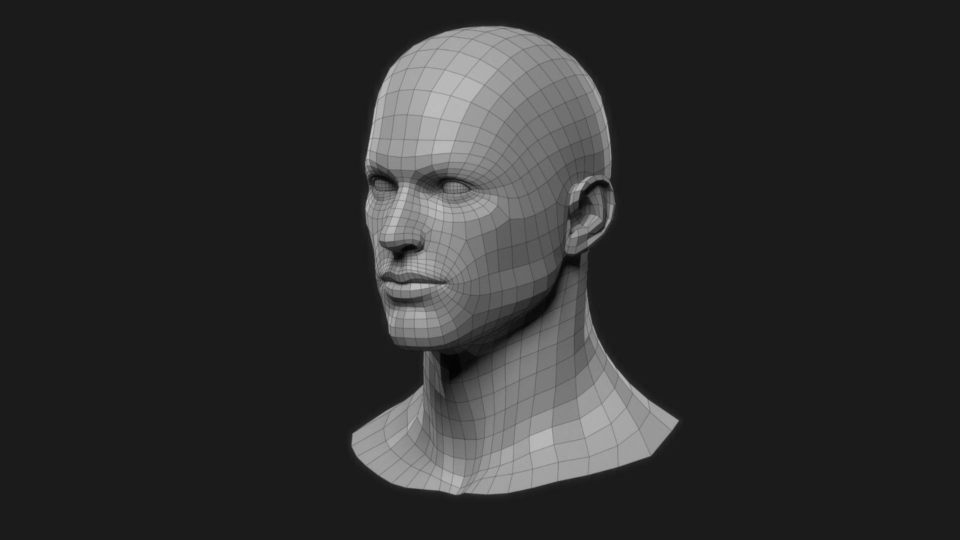Realistic Man Head Low-poly 3D model_3