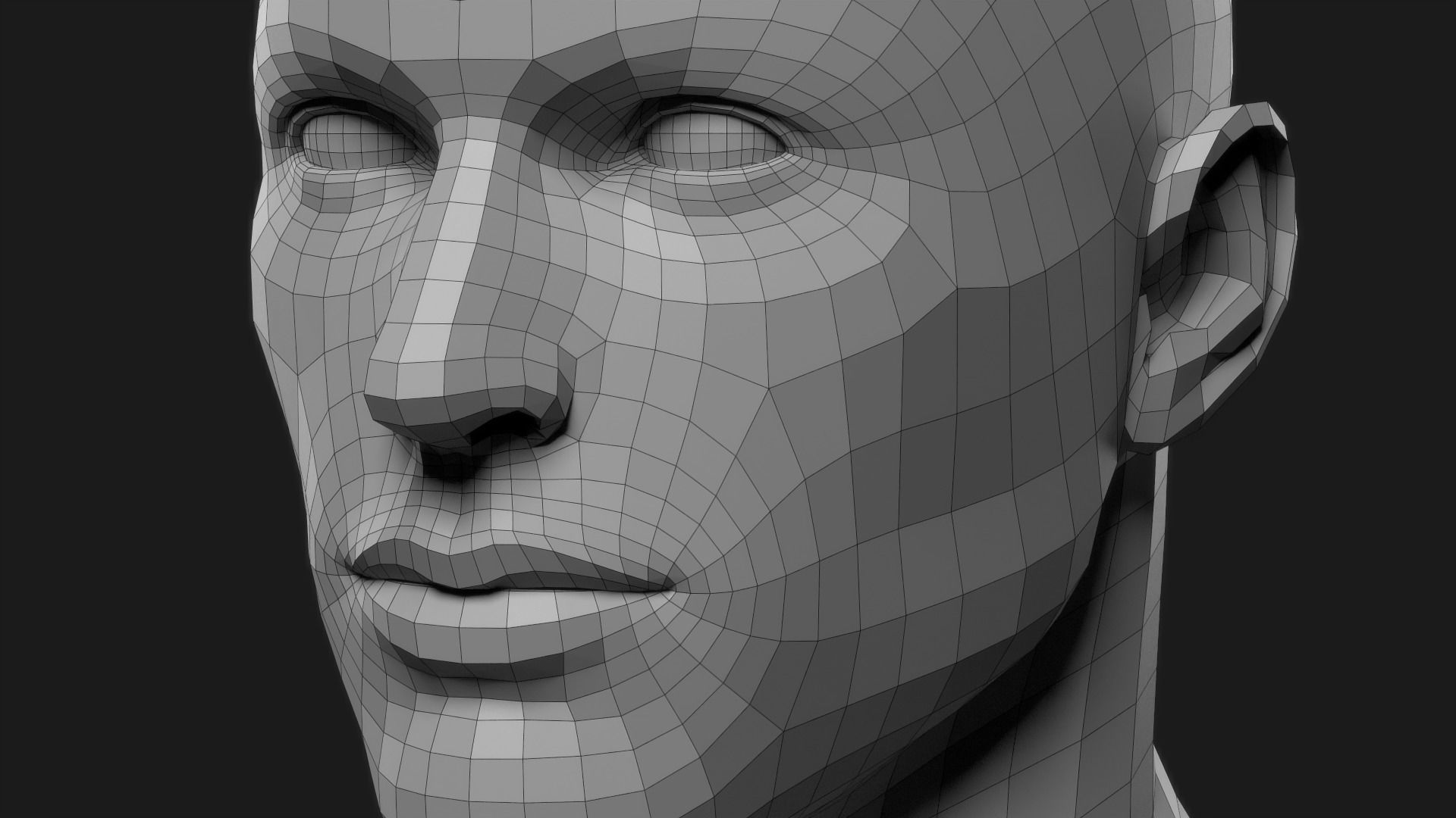 Realistic Man Head Low-poly 3D model_11
