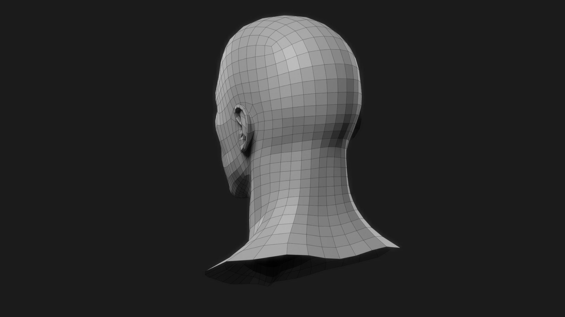 Realistic Man Head Low-poly 3D model_9