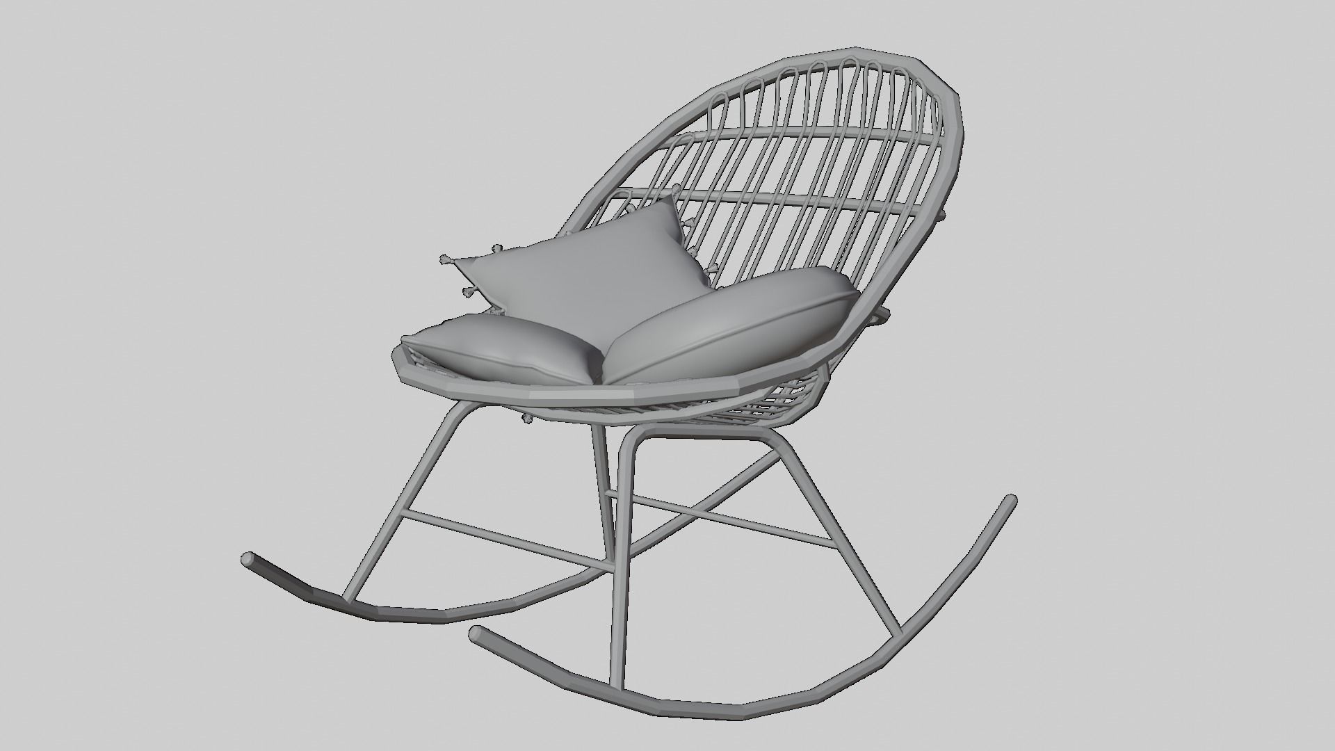 Rocking chair Low-poly 3D model_1
