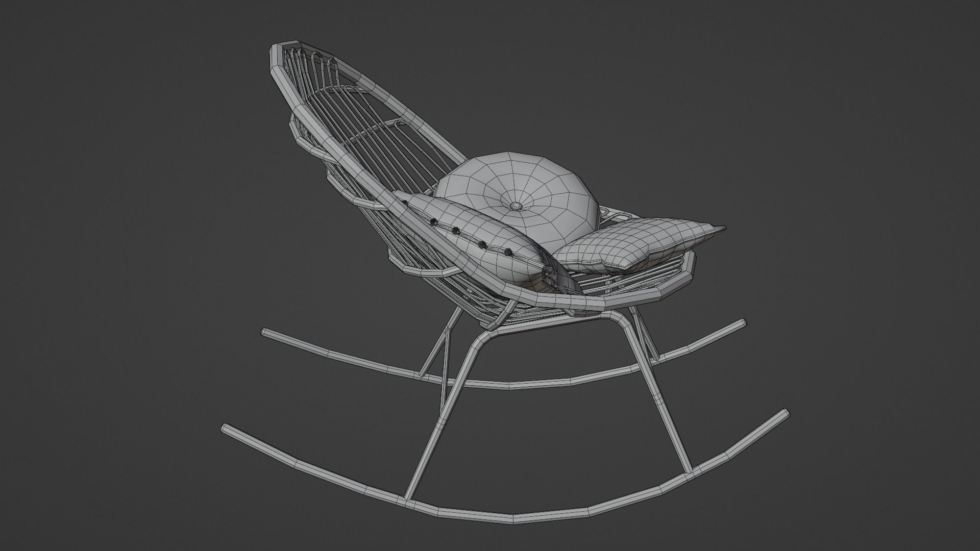 Rocking chair Low-poly 3D model_6