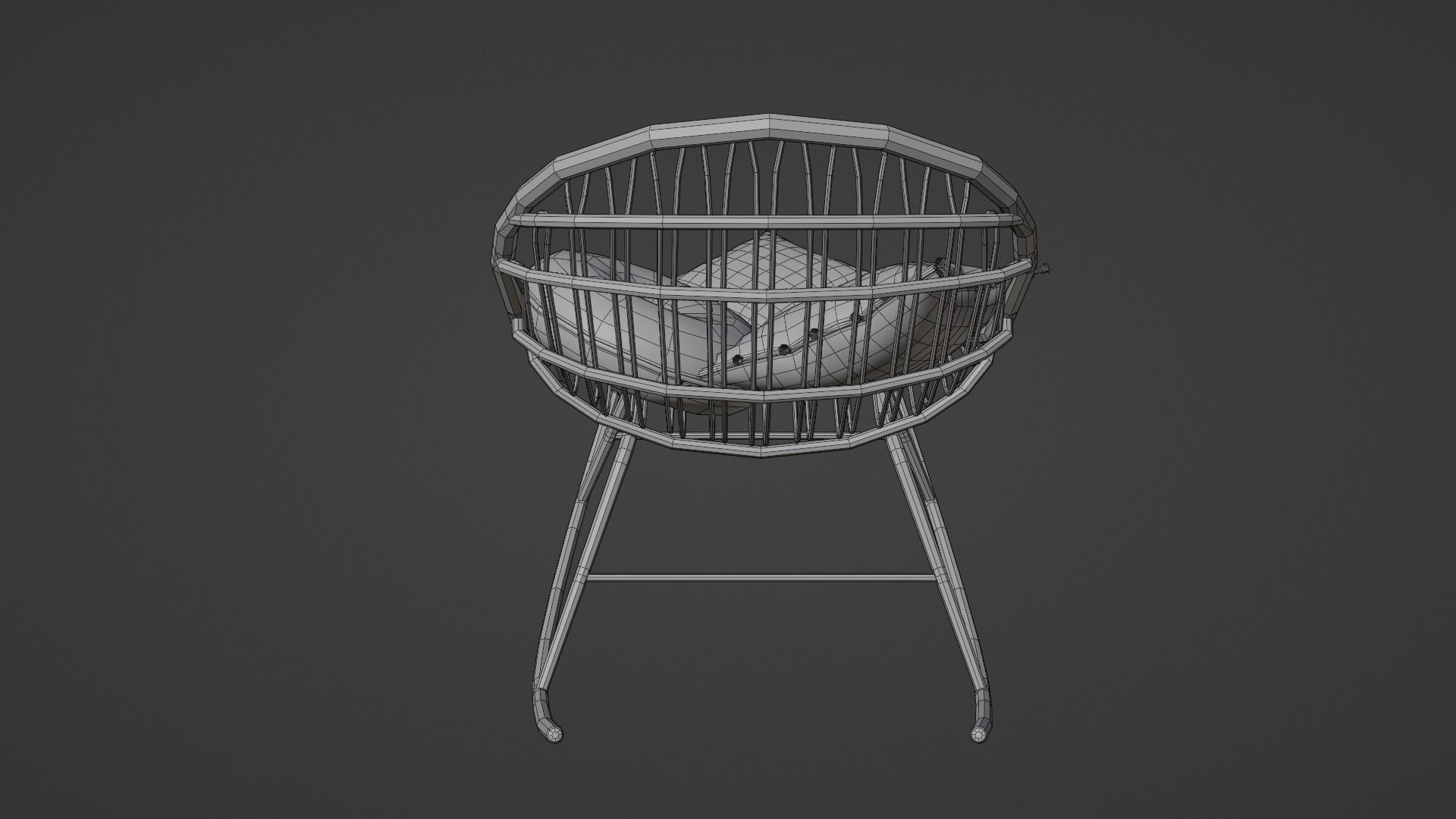 Rocking chair Low-poly 3D model_8