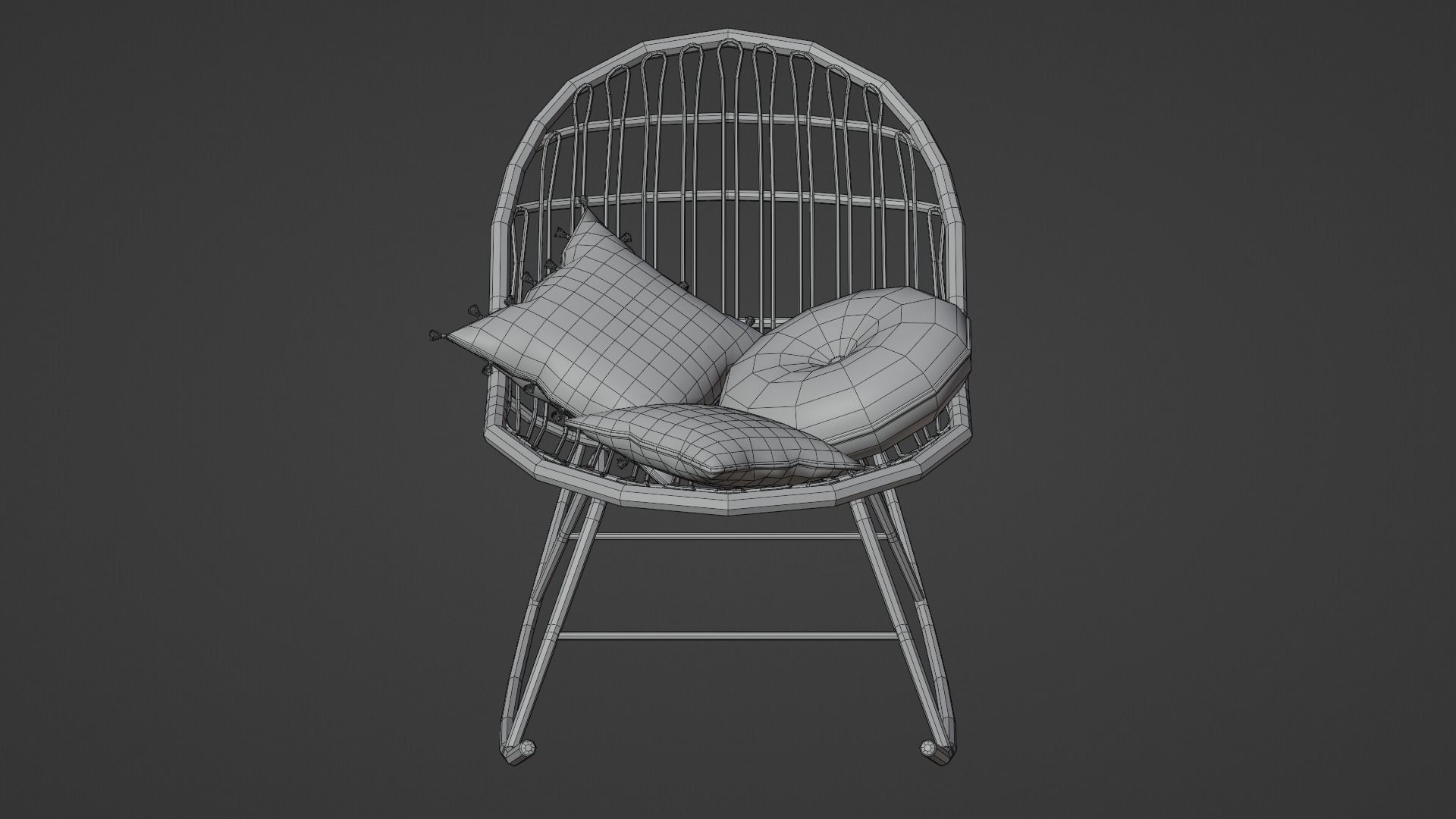 Rocking chair Low-poly 3D model_4