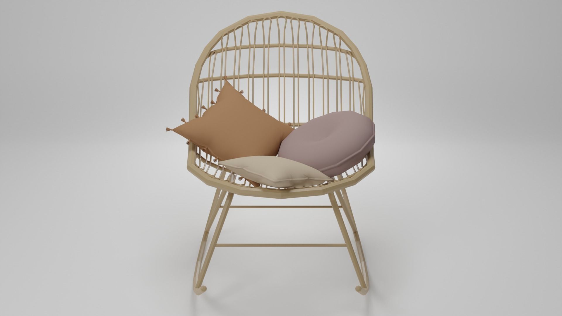 Rocking chair Low-poly 3D model_3