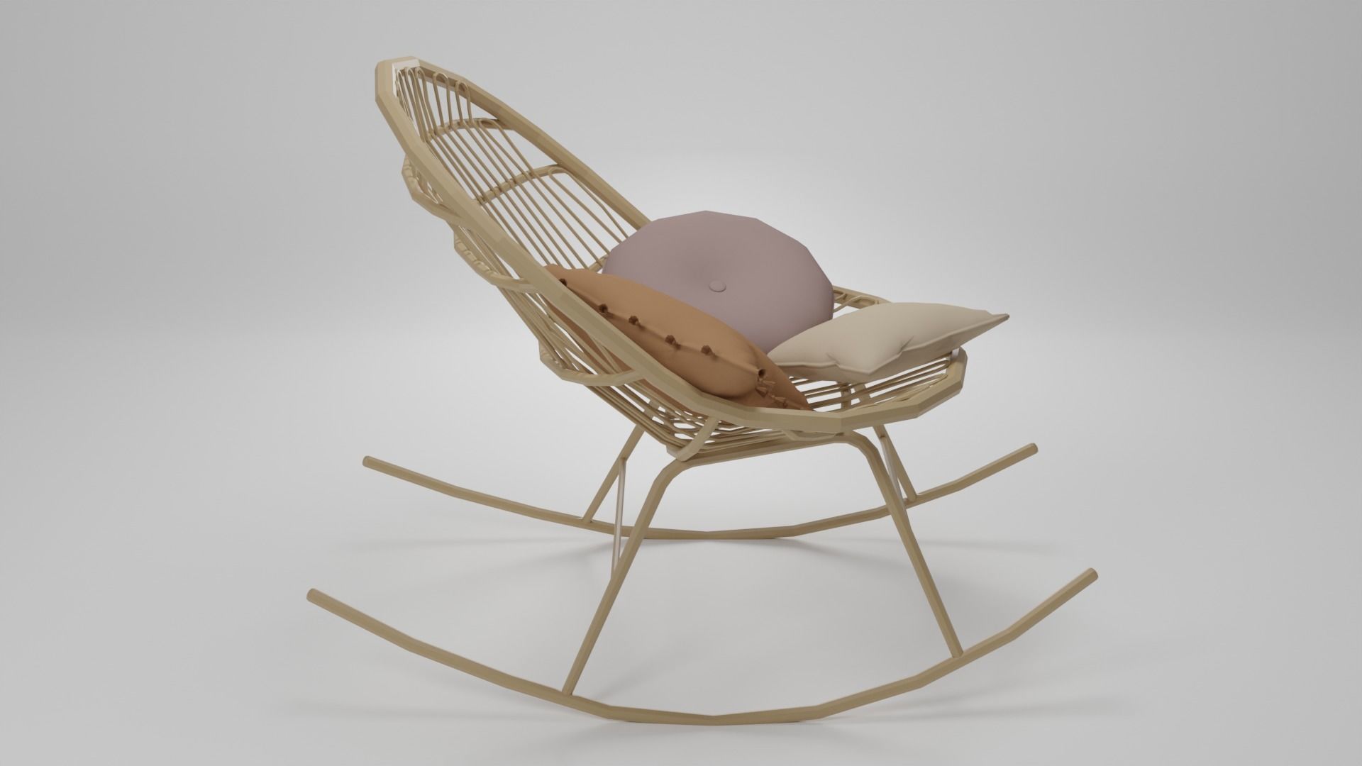 Rocking chair Low-poly 3D model_5
