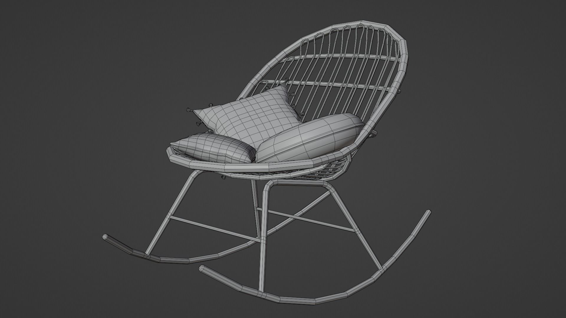 Rocking chair Low-poly 3D model_2