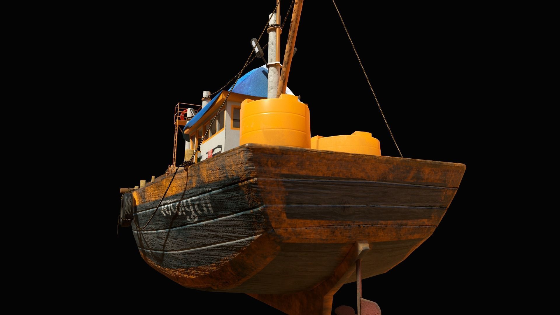 Indian Fishing Boat Low-poly 3D model_4