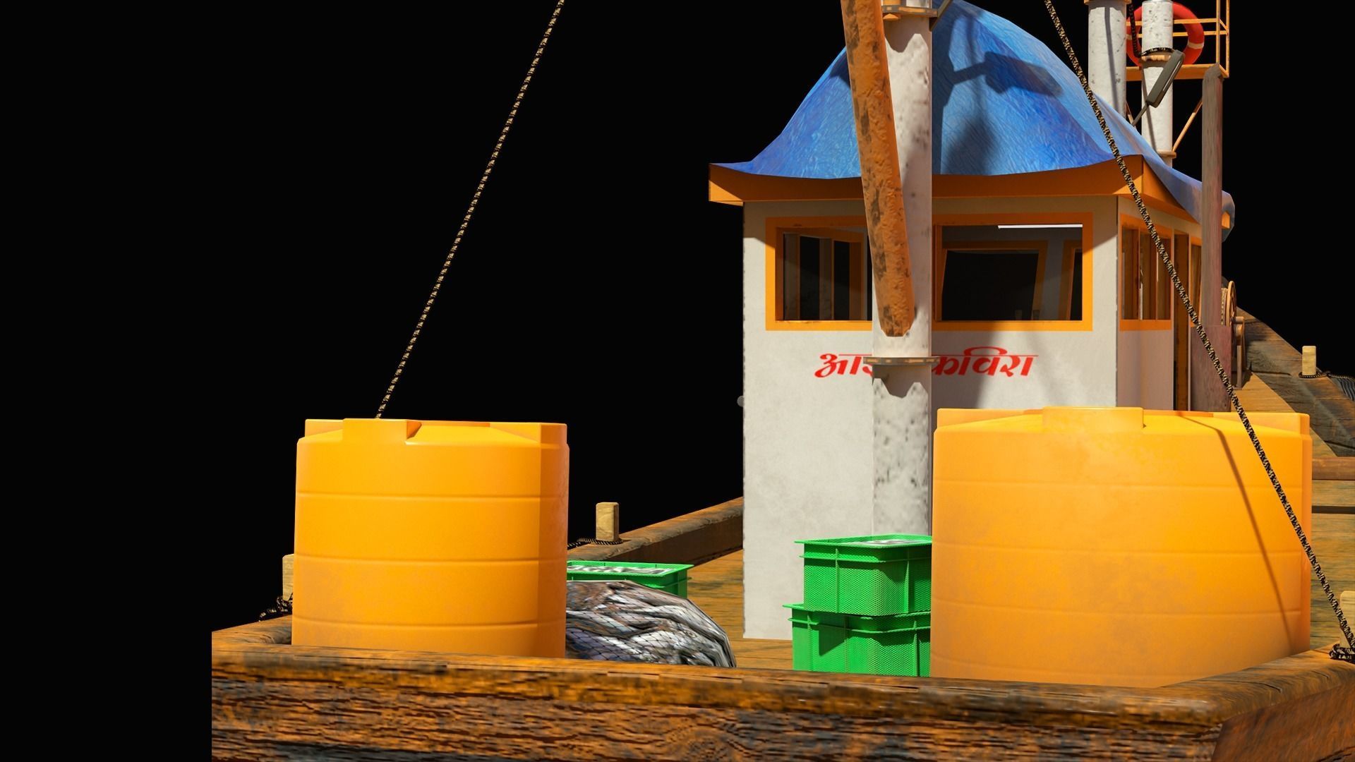 Indian Fishing Boat Low-poly 3D model_5