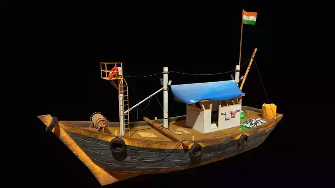Indian Fishing Boat Low-poly 3D model