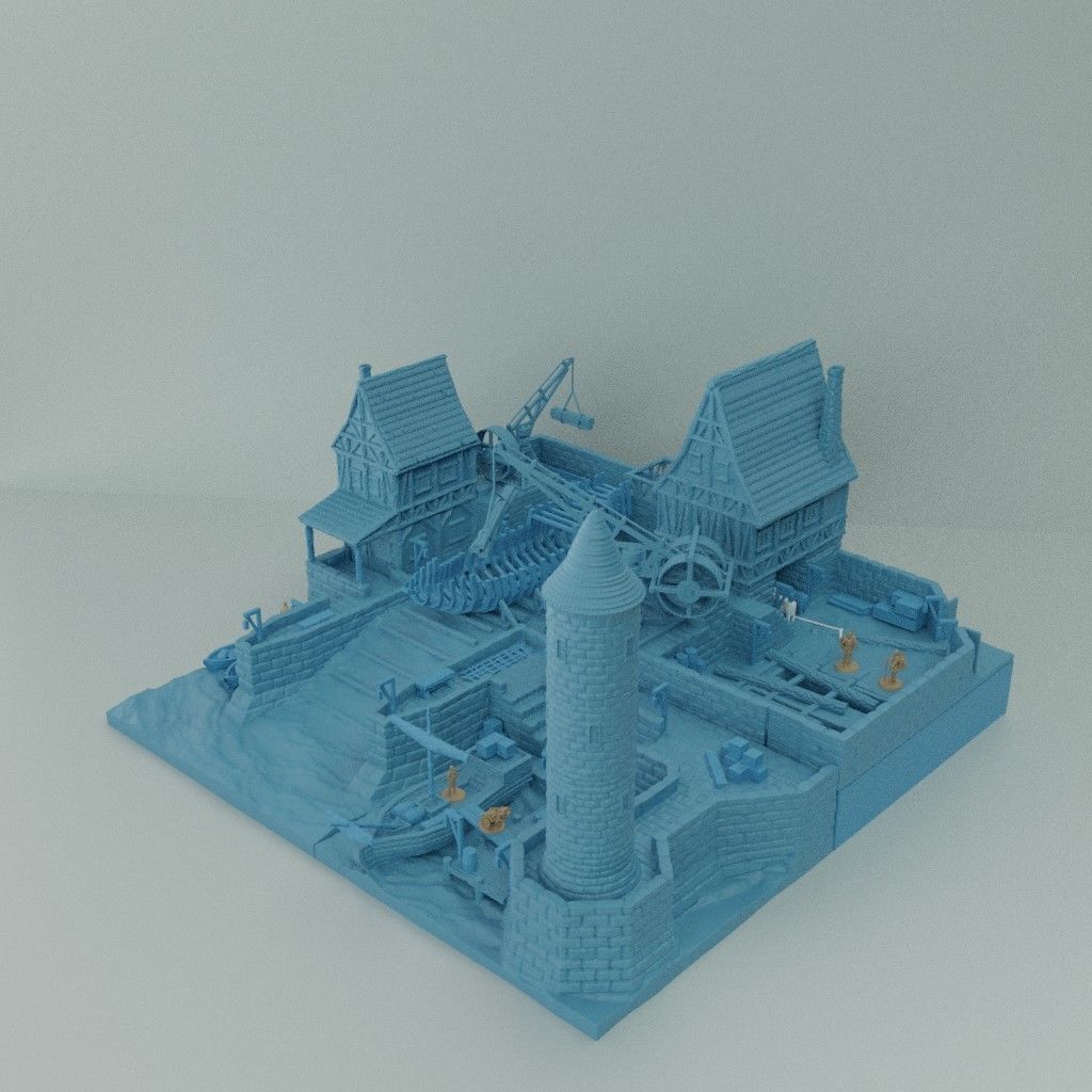 Medieval Shipyard Tabletop Terrain 3D print model_4