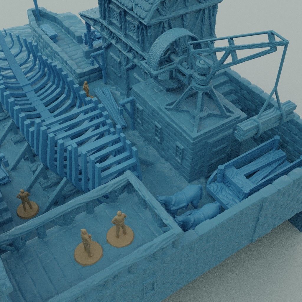 Medieval Shipyard Tabletop Terrain 3D print model_7