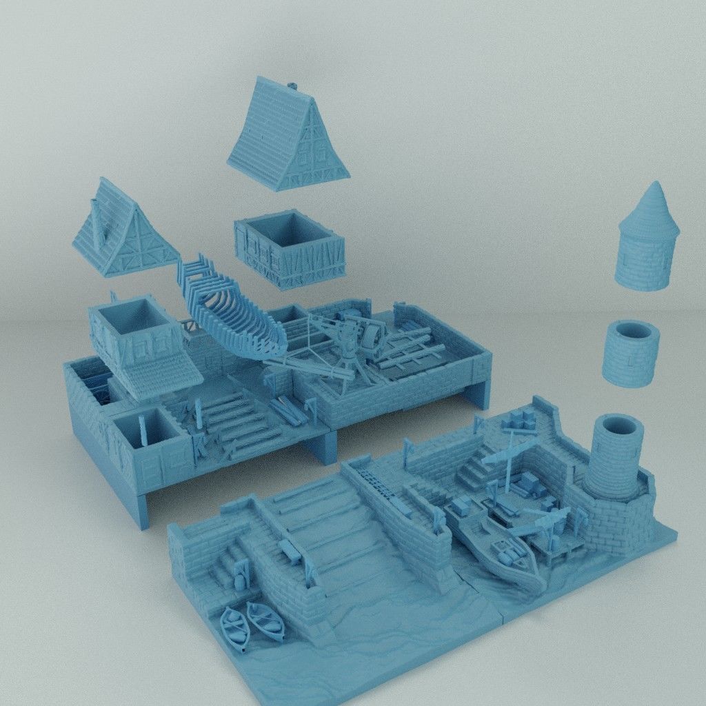 Medieval Shipyard Tabletop Terrain 3D print model_9